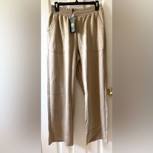 PINSPARK Women's Wide Leg Sweatpants/Soft Lounge Pants Beige Sz PL New with Tags